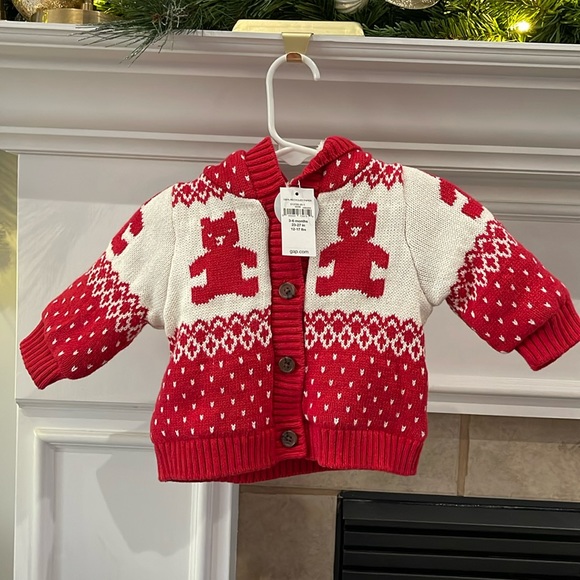 GAP Other - Baby Gap Sherpa Christmas Holiday Bear Cardigan Sweater NWT 3-6 Month NWT